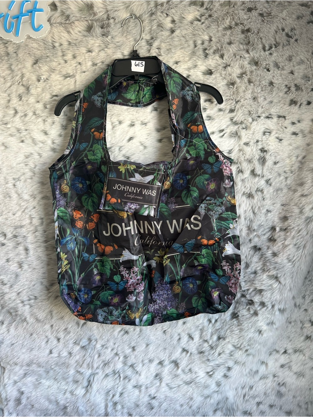 909 Johnny Was Floral Reusable Tote Bag thin nylon
